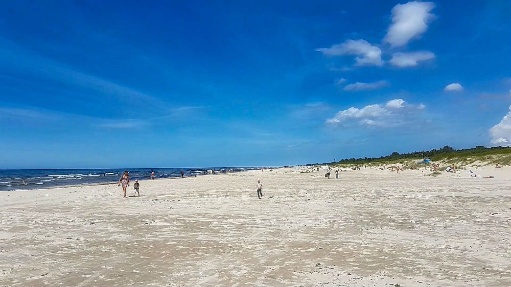 Long distance hiking trail _ Wide white sand beach in Liepāja City